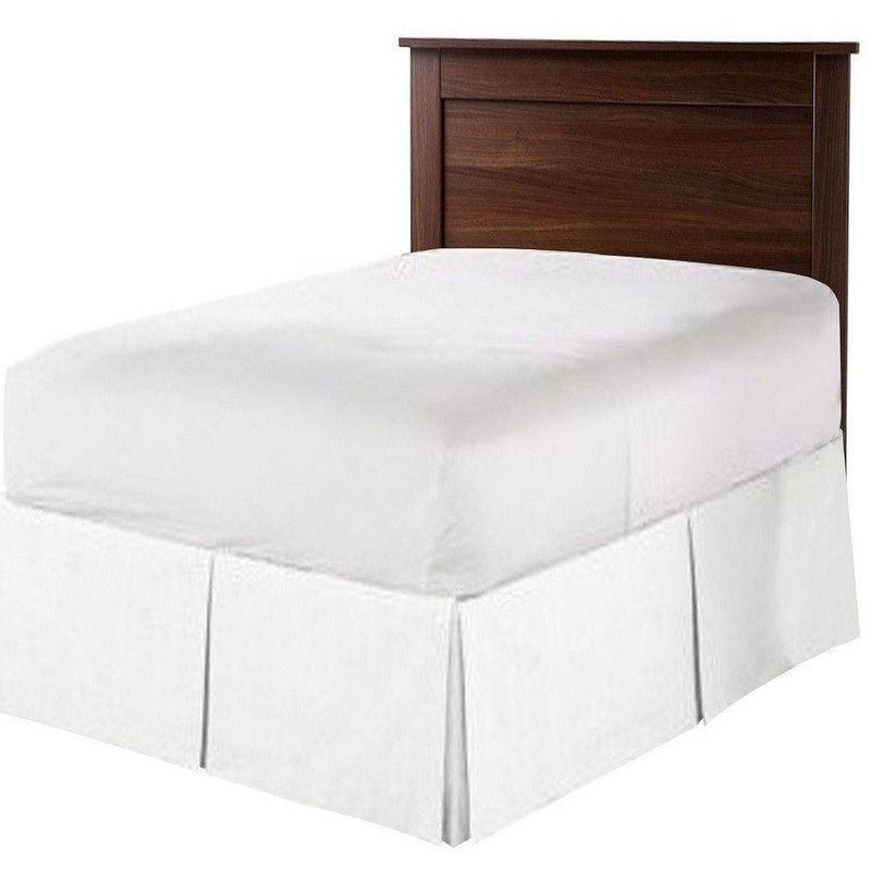 White Solid Split Corner Tailored Bed Skirt Cotton 680 TC All Size Drop New gallery