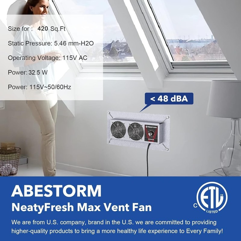 Abestorm 220 CFM Crawlspace Ventilation Fan Basement Exhaust Fan With Thermostat gallery