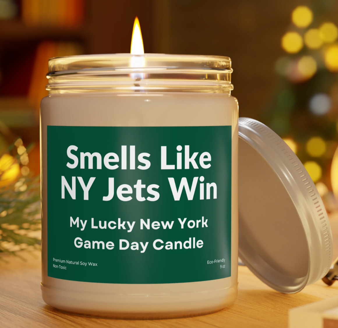 Customizable New York Jets Premium Natural Scented Candle 9 oz Football Decor gallery