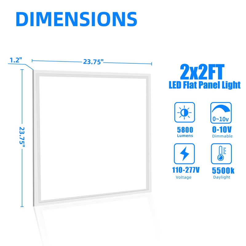 2x2 Drop Ceiling Light Fixture, 45W 5000K Recessed Back-Lit LED Flat Panel Light gallery