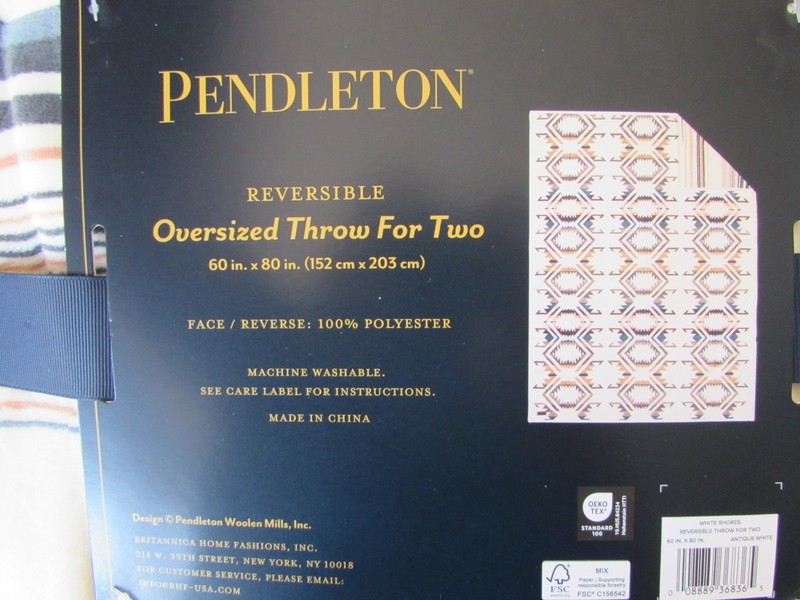 Pendleton Designer Throw Blanket For Two 60" X 80" Reversible Oversized Cream gallery