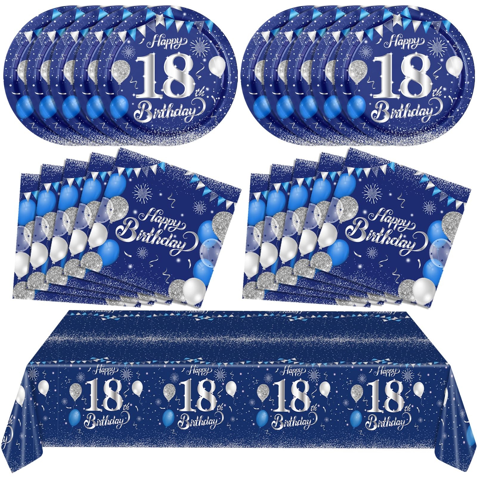 Blue 18th Birthday Decorations for Boys Girls Navy Blue Silver Happy 18th Bir... gallery