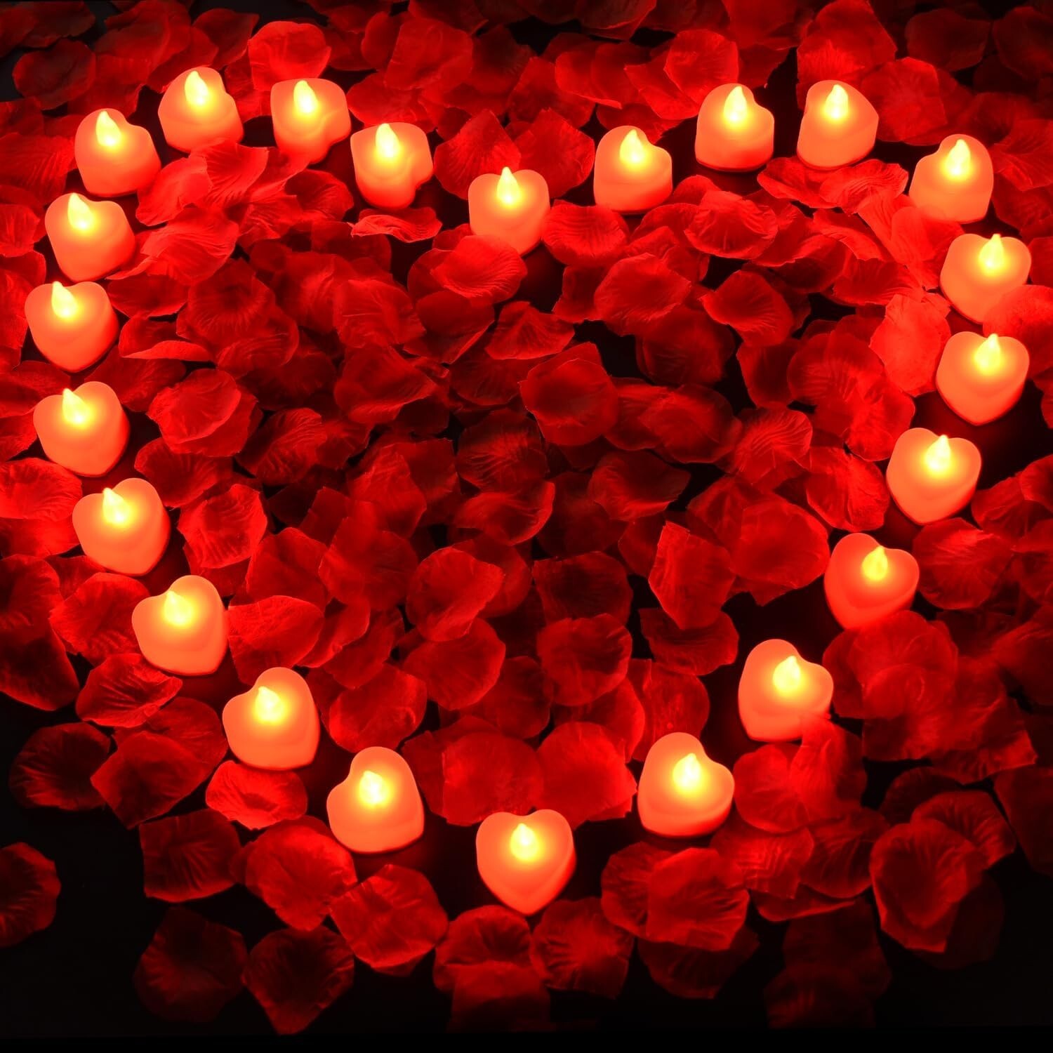 1000/2000pcs Artificial Rose Petals with LED Tea Lights Kit for Special and Rom gallery