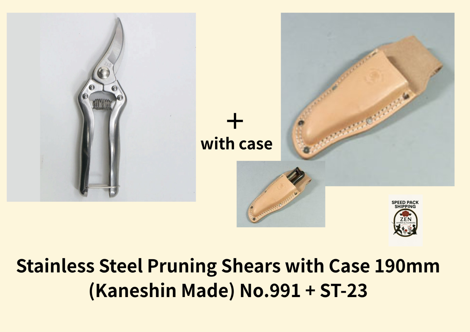 Stainless Steel Pruning Shears 190mm (Kaneshin Made) All Stainless Handle No.991 gallery