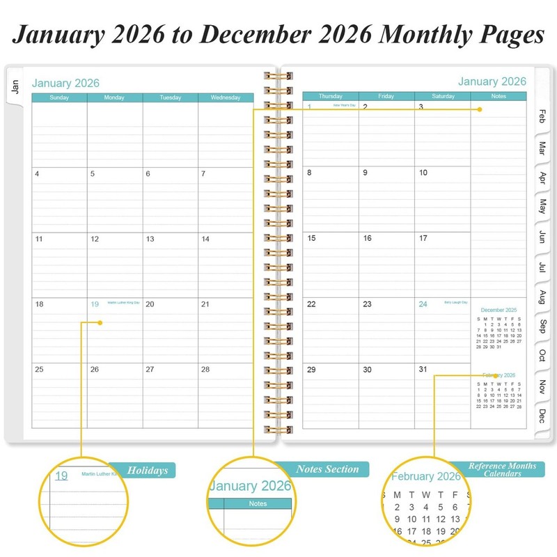 2026 Planner - Weekly Monthly Planner 2026 from January 2026 to December 2026... gallery