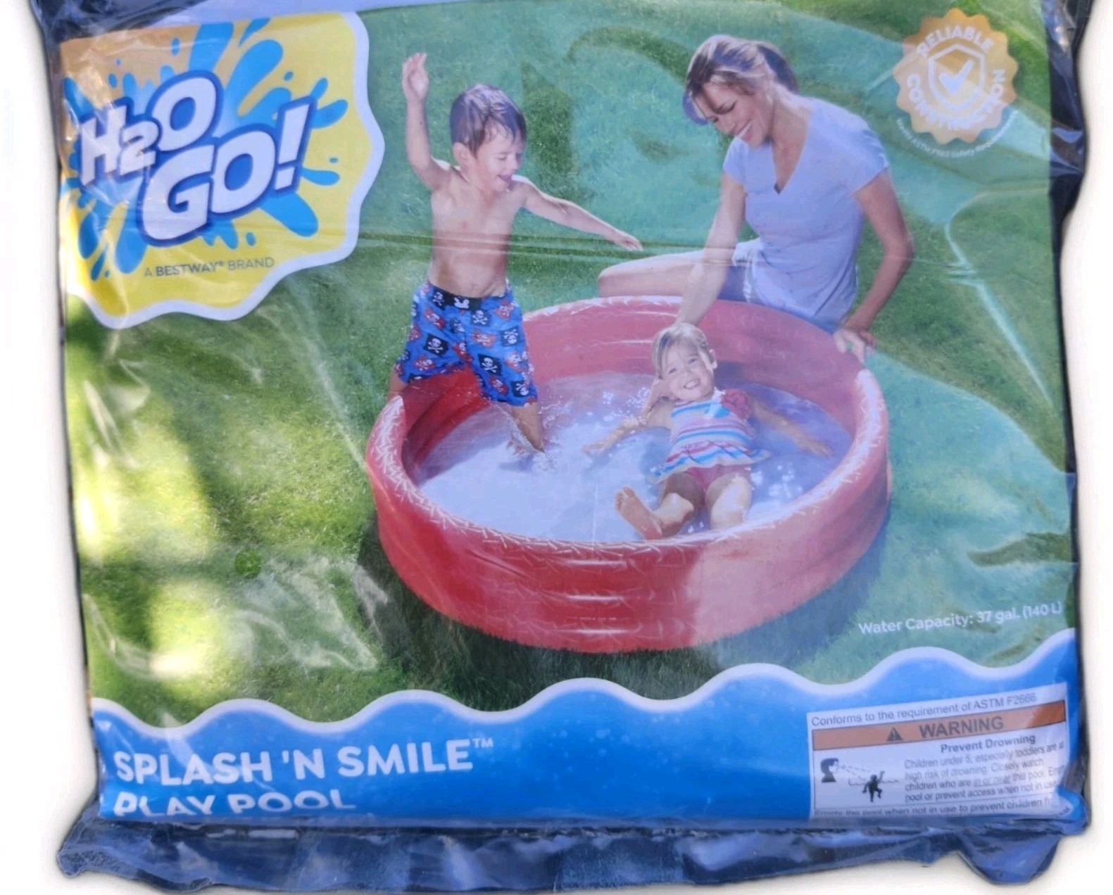 🛟 ⭐H2O GO! Splash ’n Smile Kids Inflatable Play Pool Toddler Outdoor Water Pool gallery