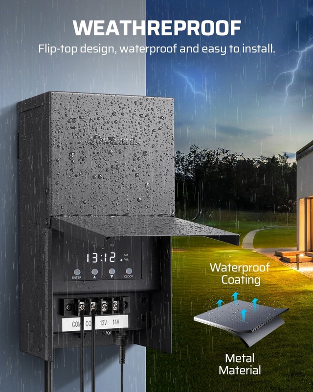 200WLow Voltage Landscape Lighting Transformer,120V AC to 12/14V AC,Weatherproof gallery