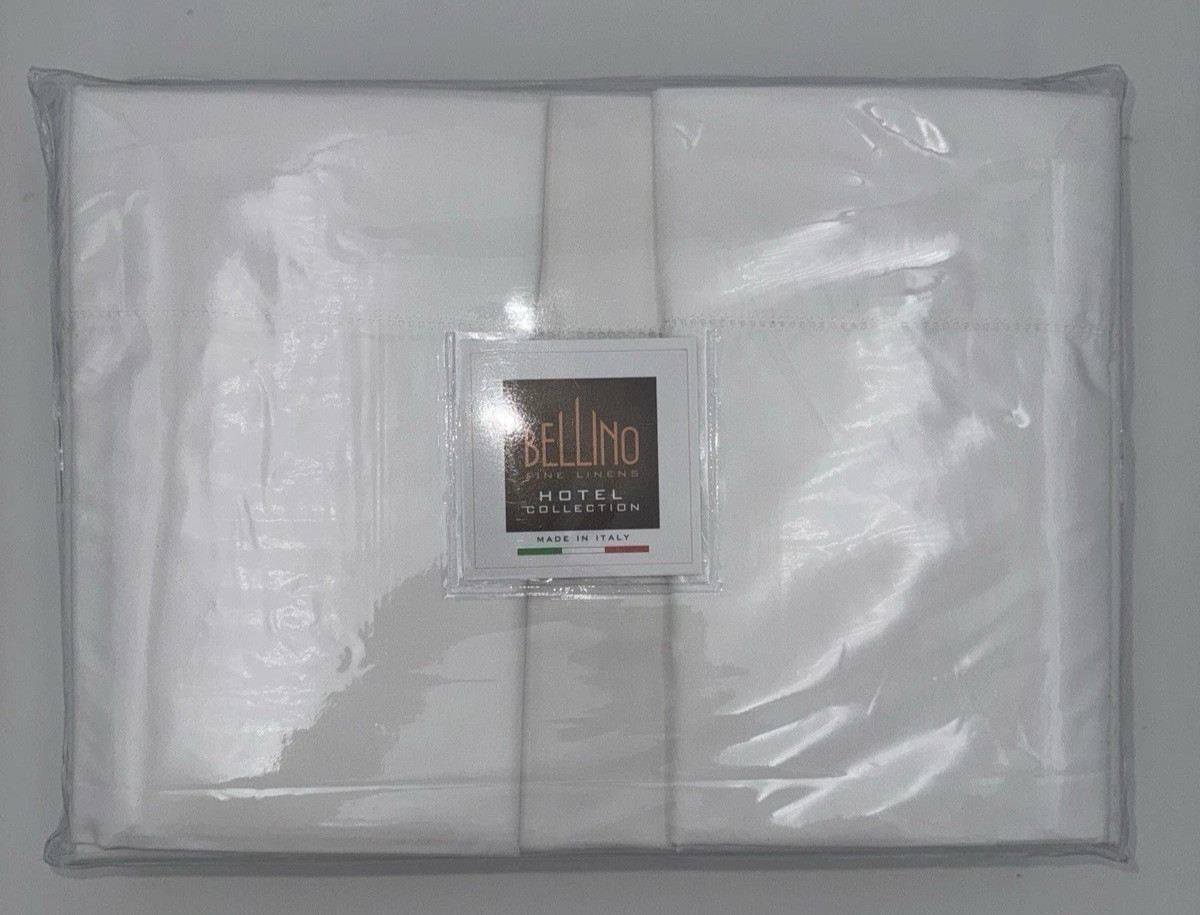 Bellino Fine Linens ITALY Percale Hemstitch Hotel Collection Queen Sheet Set;NIP gallery