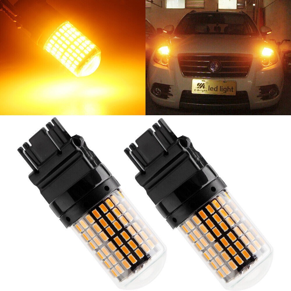 2X Car Brake Light Amber T25 3157 LED Canbus 3014 144SMD Error Free NO Hyper12V gallery