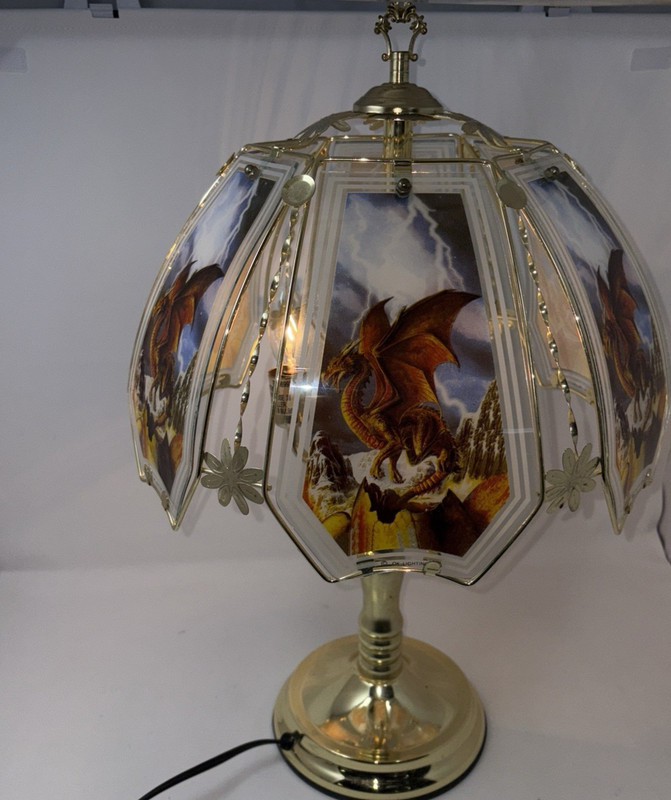 OK Lighting Dragon Touch Lamp Brass Tone 23 Inches in height 3 Light Settings gallery