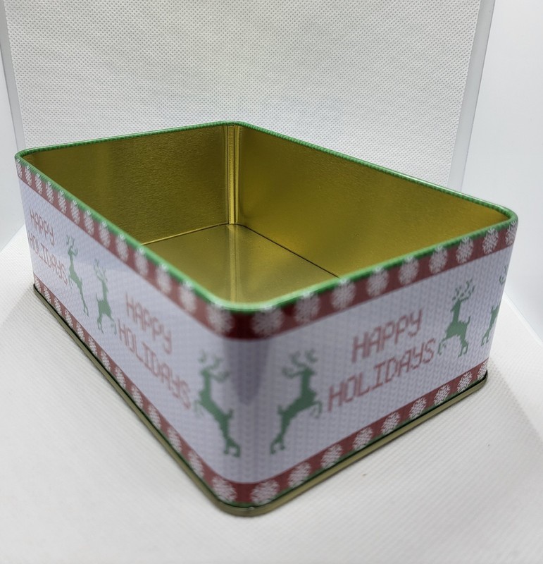 Tin Christmas Rectangular Multipurpose Gift Container 6 1/2" x 4 1/2" x 2 1/2" gallery