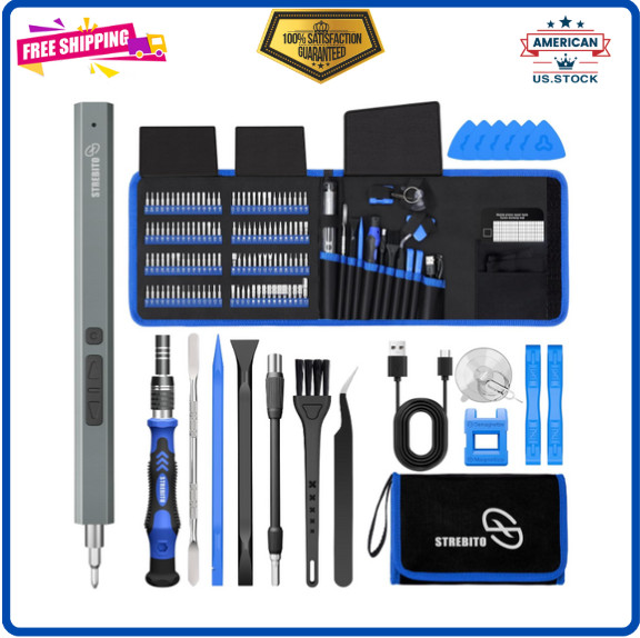 STREBITO Electric Screwdriver Set, 144-in-1 Precision Kit with 120 Magnetic Bits gallery