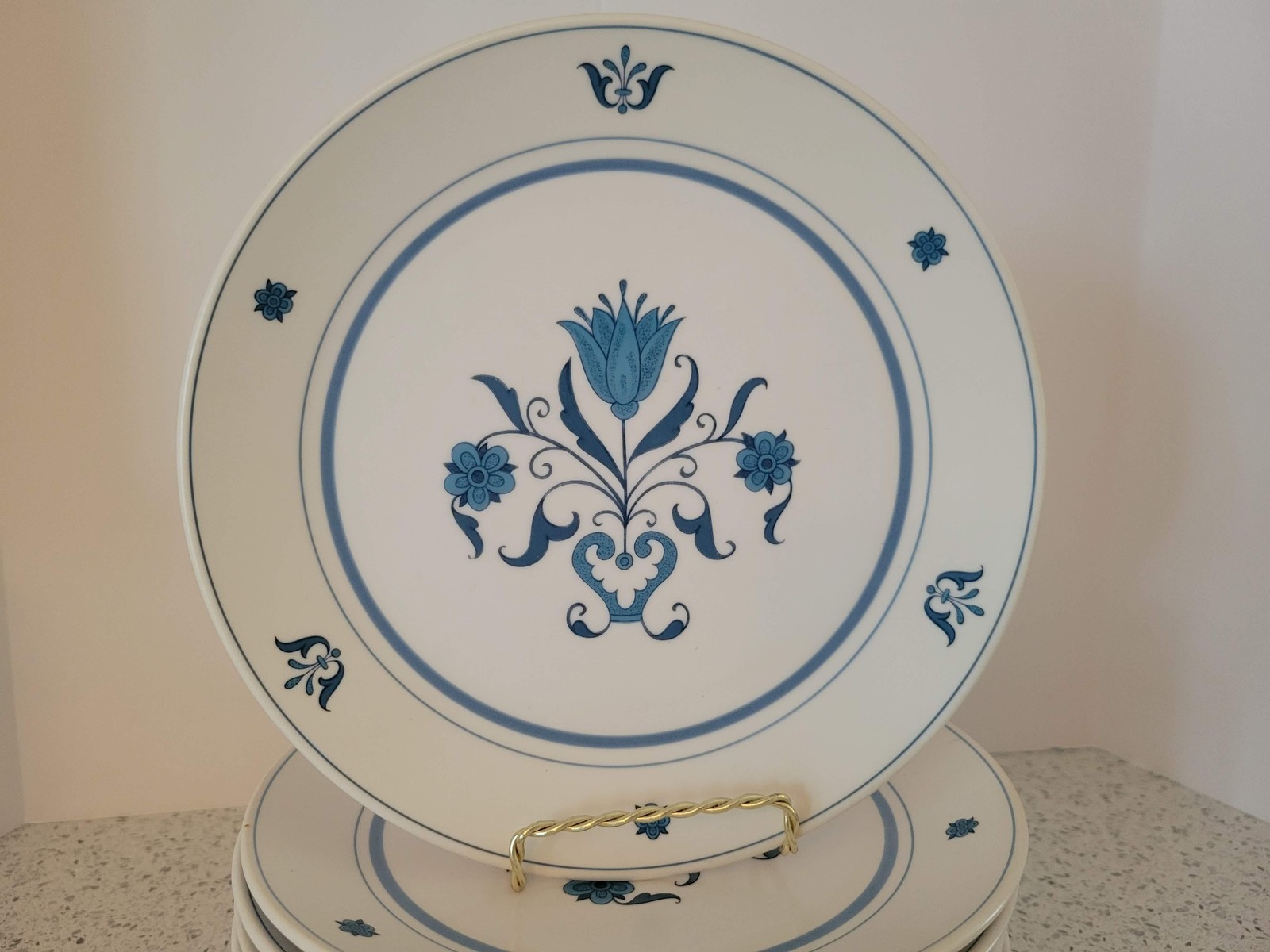 Vintage Noritake Progression Blue Haven 2004 Salad Plates White Blue Floral gallery