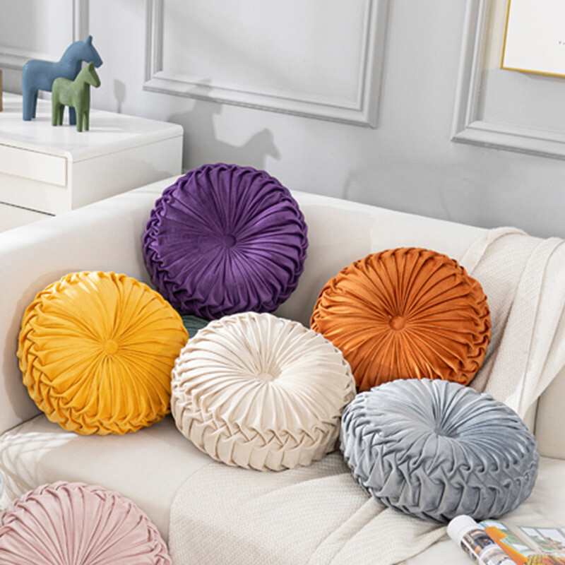 Pumpkin Pleated Round Throw Pillows Meditation Cushion for Chair Sofa Home Decor gallery