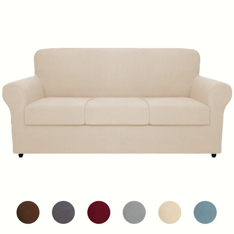 Three-piece cornflake-patterned elastic fabric armchair cover, including seat co gallery