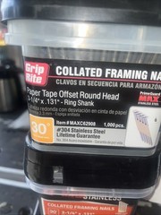 Grip Rite Collated Framing Nails Stainless Steel 30 Degree 3 1/4” 0.131” 1000 SS