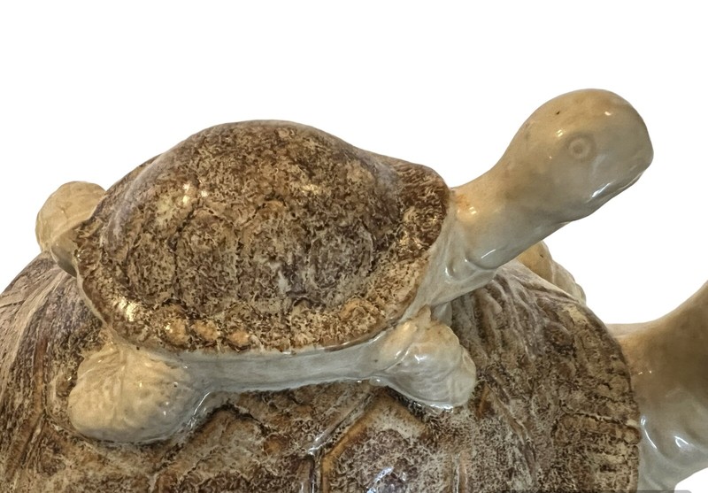12" Tan-Brown Speckled Ceramic Turtle & Baby Figurine Yard Garden Decor- 4 ½ lbs gallery