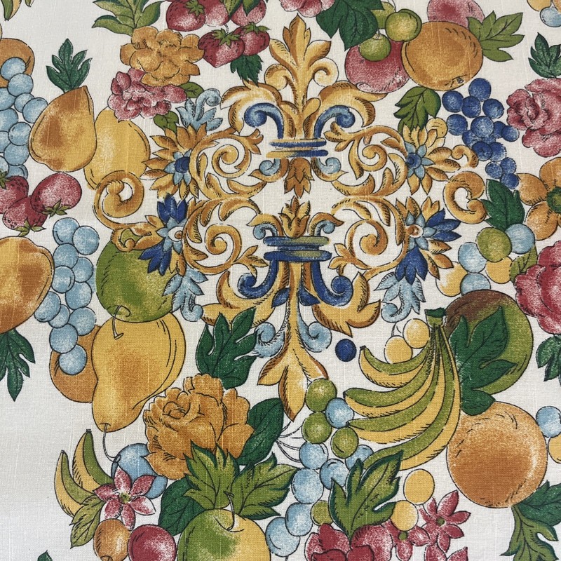 Renaissance-style Rectangular TABLECLOTH SCROLL & FRUITS 60x 78” gallery