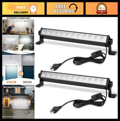 2 Pack 24W LED Shop Lights – 5400 Lumen, 6000K Daylight, Linkable, Tilt, Plug-in