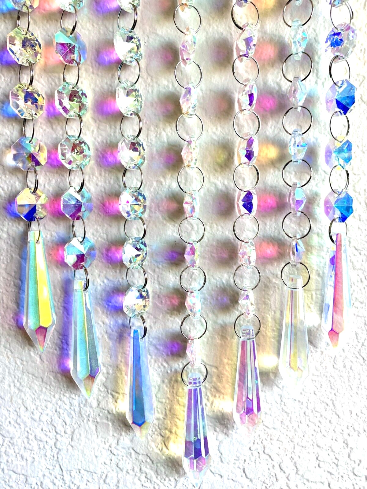 23" 7 Dangling Strands AB Crystal Prisms Suncatcher Curtain Sun Hanging New gallery