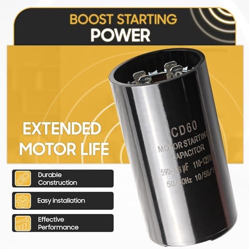 /MFD 110-125 VAC ±20% CD60 Round Motor Start Capacitor 50/60 Hz AC 590-708 uf gallery