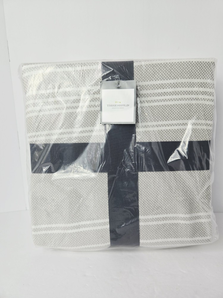 Threshold throw blanket grey white stripe 0 Cotton 108x92" NEW