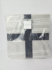 Threshold throw blanket grey white stripe 0 Cotton 108×92″ NEW