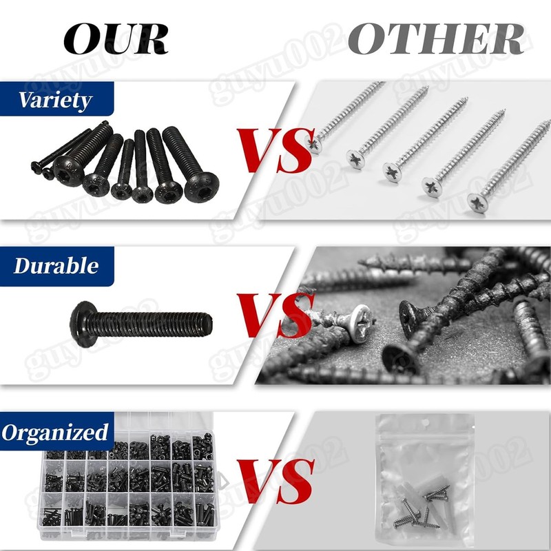 1300Pcs M2-M5 Button Head Hex Socket Cap Screws Bolts Nuts Washer Assortment Kit gallery