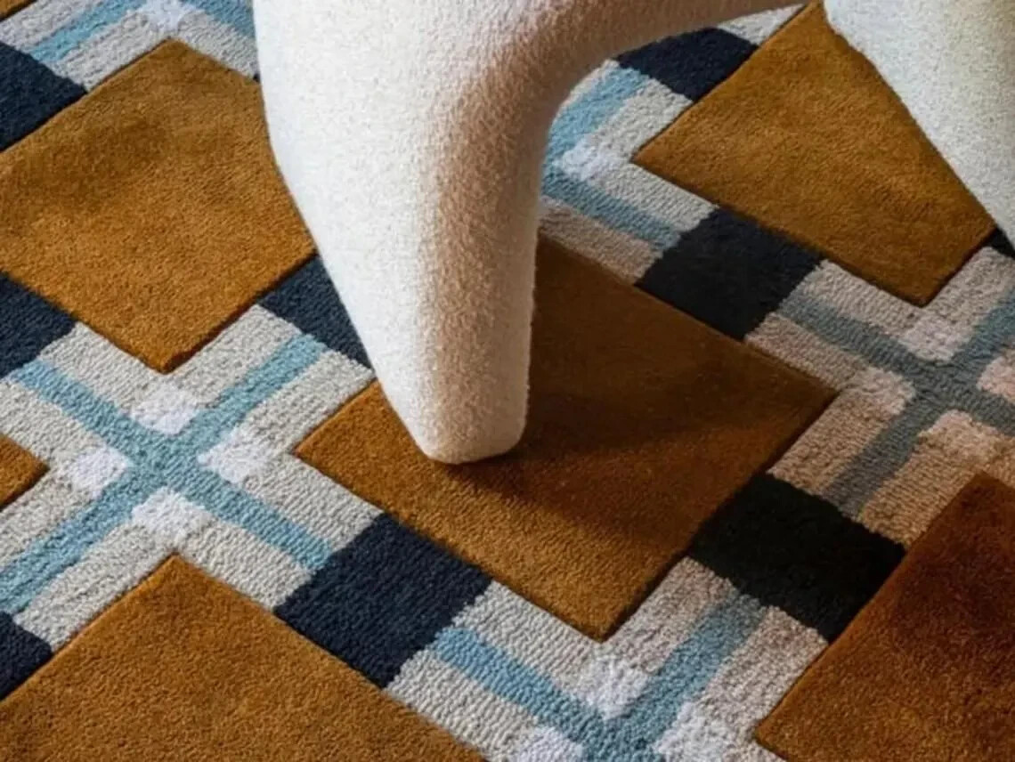 Rug Hand-Tufted High low cut pile Camel Nz Wool Area Rug Living Room office gallery