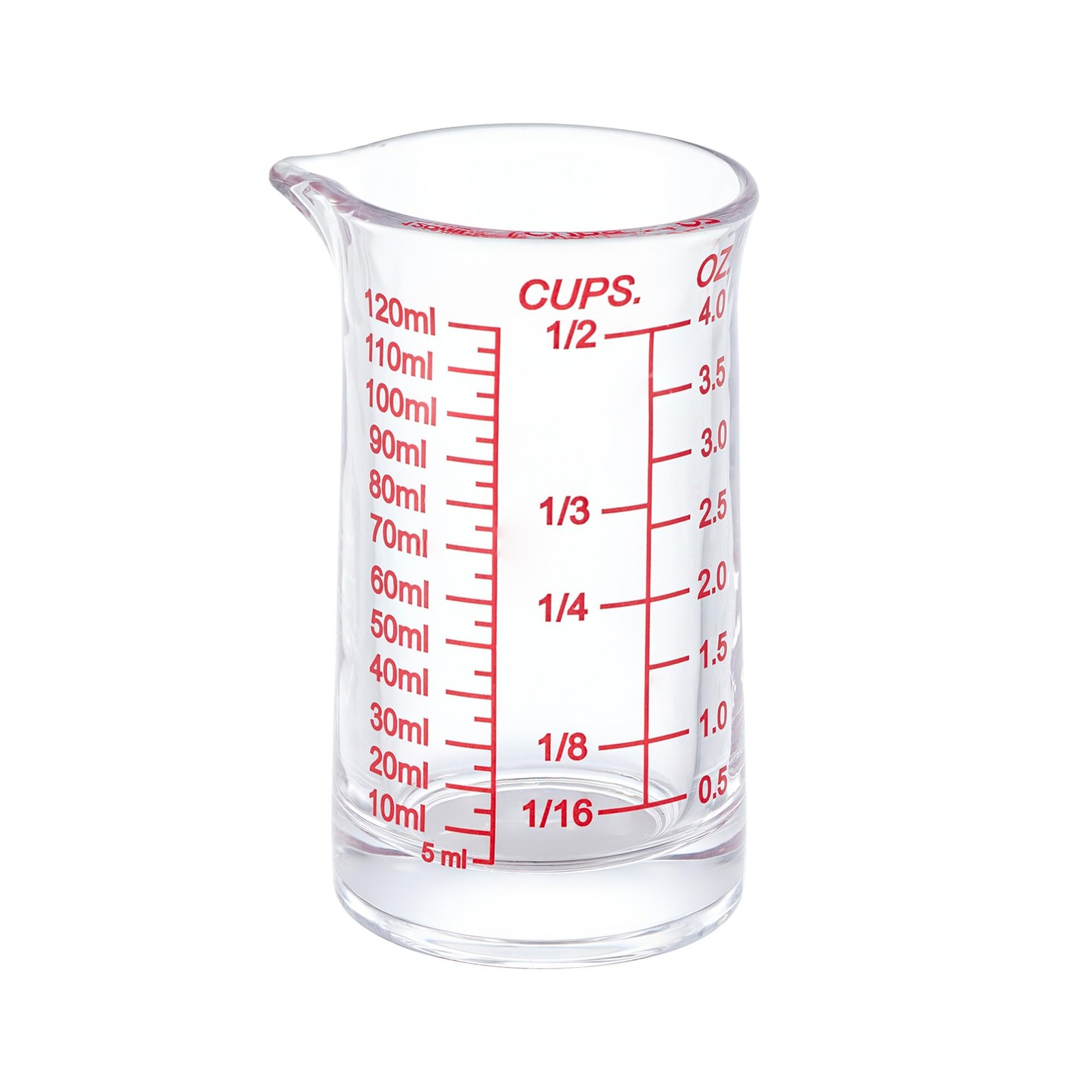 4oz Heavy Glass Shot Measuring Cup with V-Shaped Spout - Red Line gallery