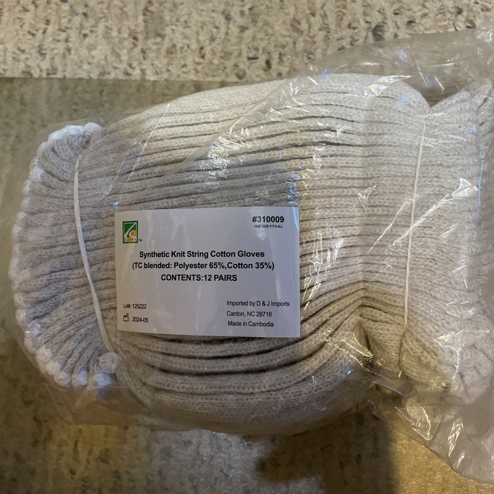 12 PAIRS STRING KNIT GLOVES COTTON / POLYESTER cotton BLEND - NATURAL WHITE- gallery