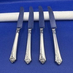 Oneida DAMASK ROSE Stainless Dinner Knife Heirloom CUBE Glossy Flatware Set 4