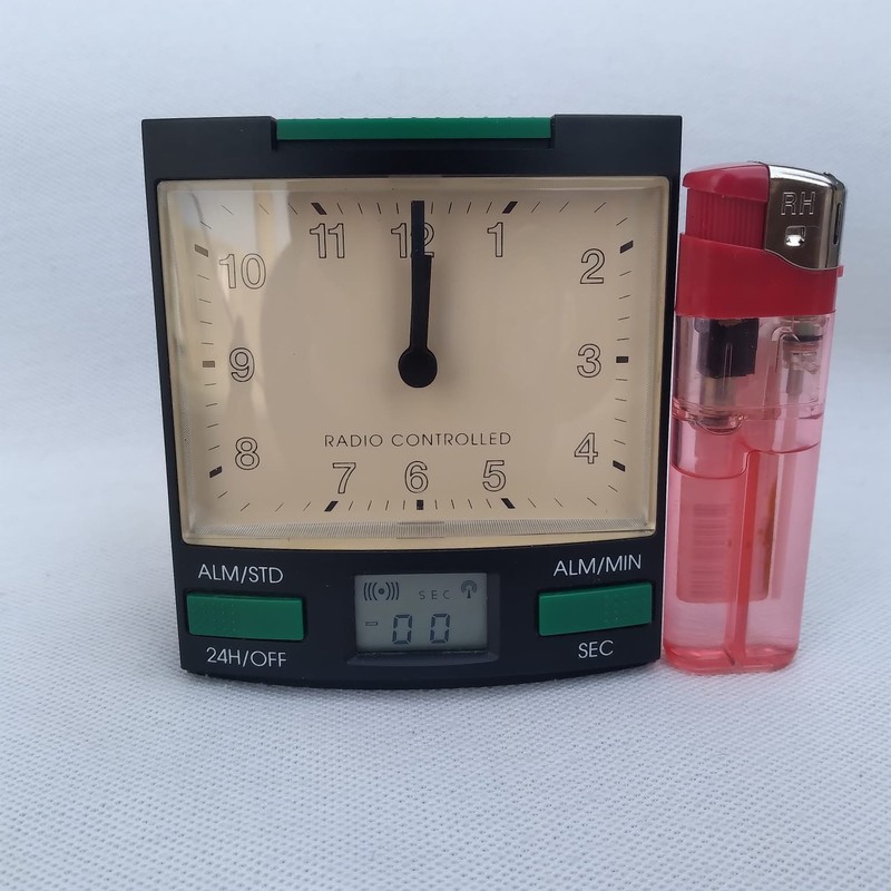Radio Controlled Alarm Clock Analog Digital LCD Silent Desk Bedroom Clock 24H gallery