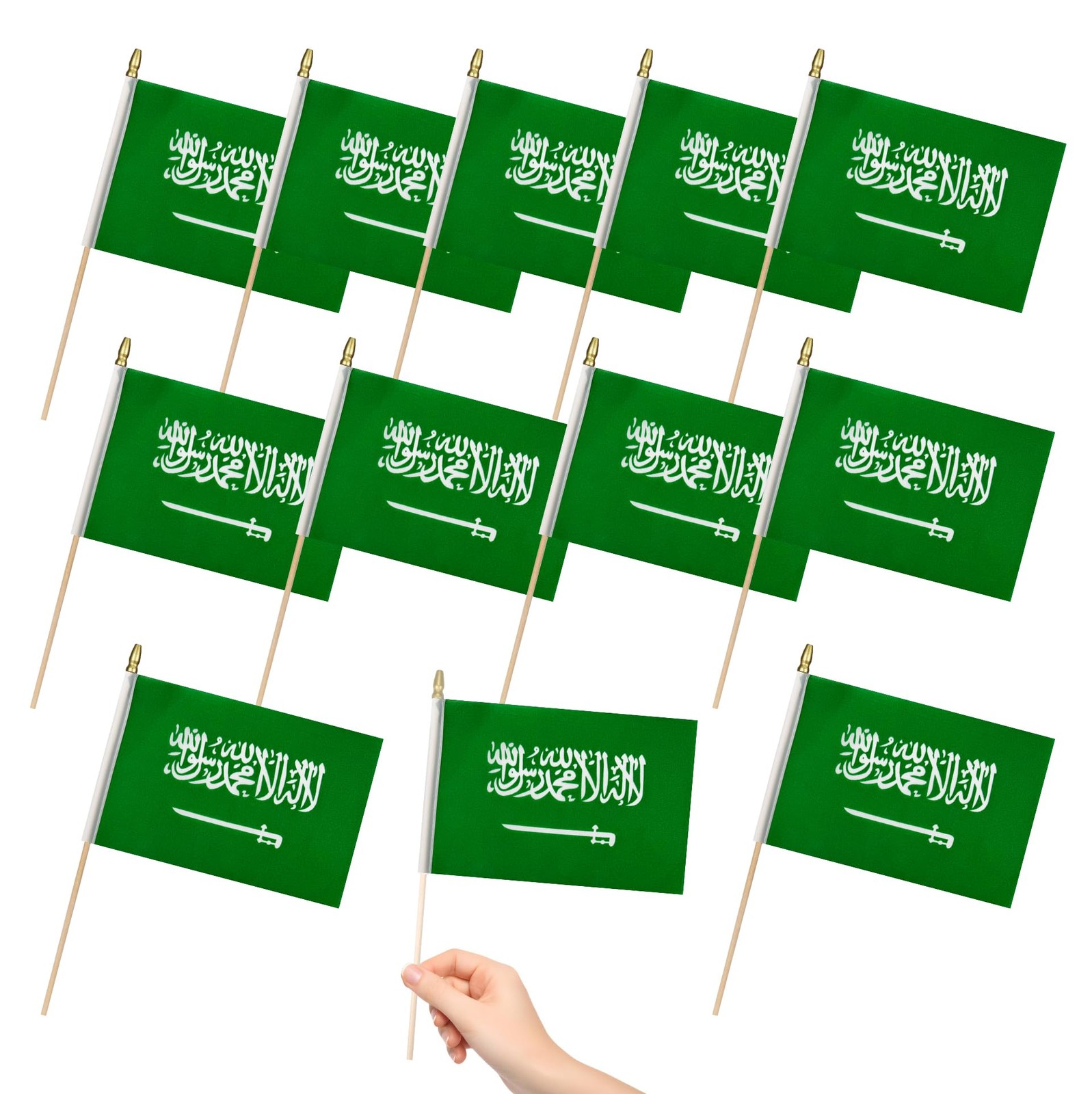 TMHTMH 12 Pack Saudi Arabia Miniature Small Wooden Stick Flags Saudi Arabia M... gallery