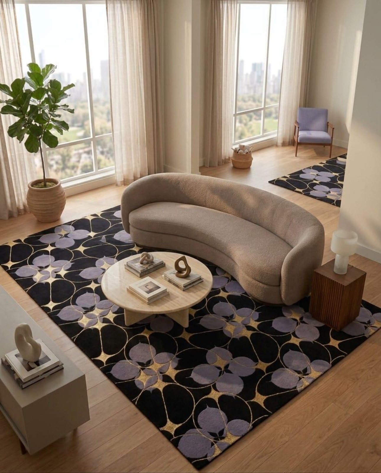 Hand-Tufted Wool Floral Area Rug, Modern Botanical Living Room Carpet bed room gallery