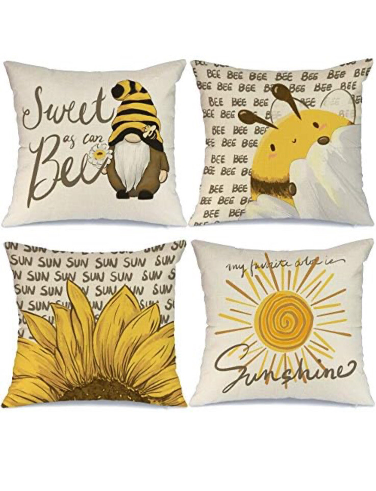 3 Pack 12pcs Fall Summer Bee Throw Pillow Covers Decoration 16x16 inch Set of 4 gallery