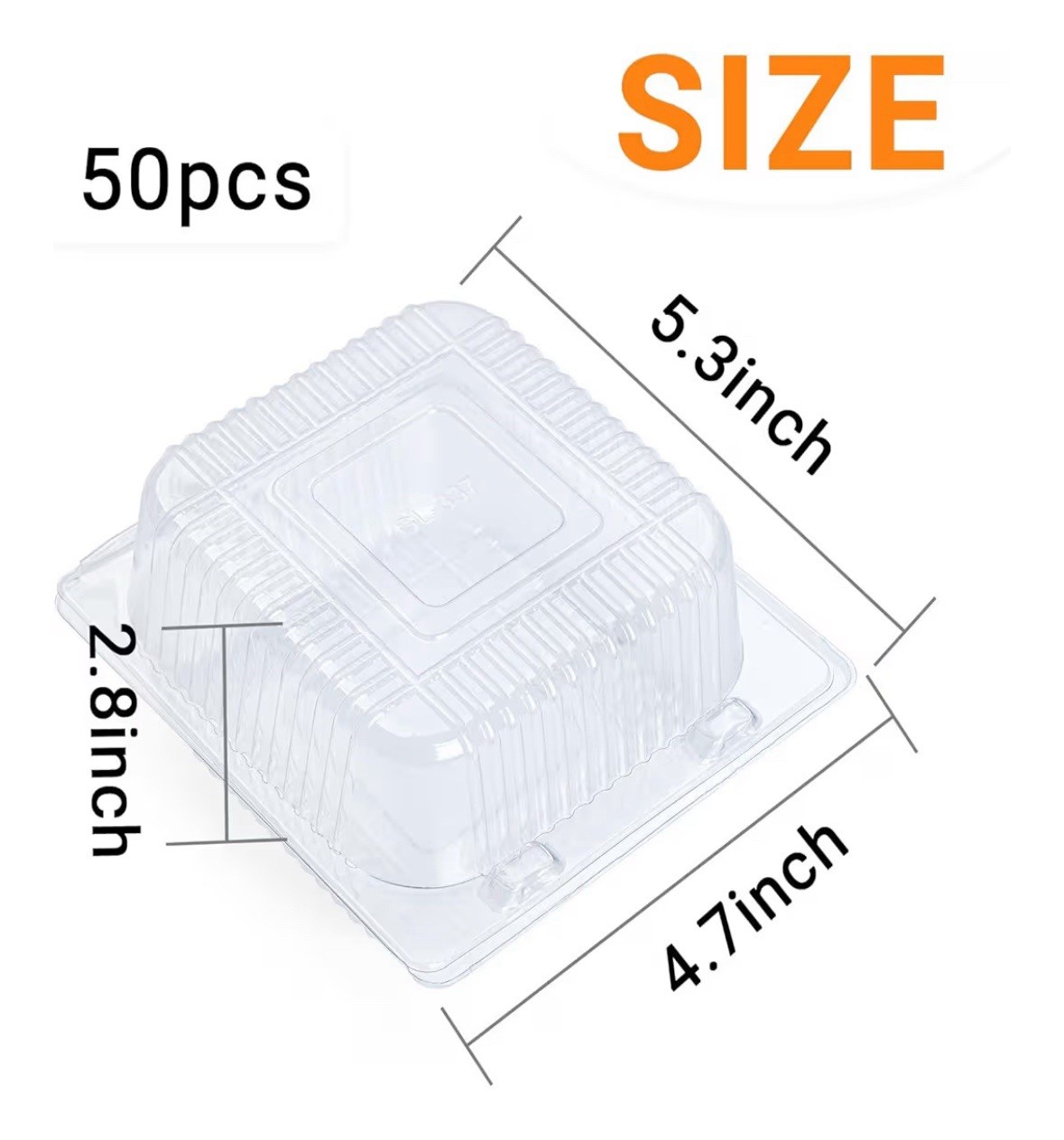 Clear Plastic Sandwich Containers with Lids, 50 Count Clamshell Boxes, gallery
