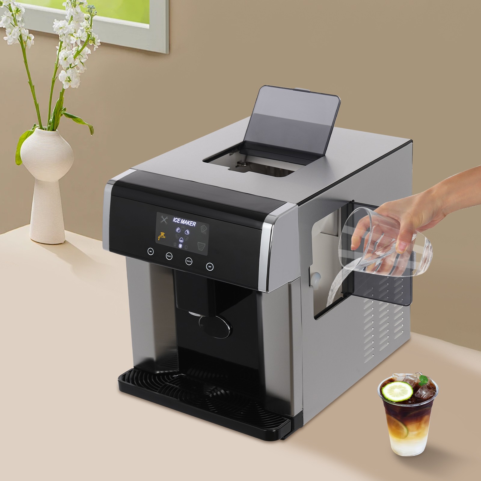 Nugget Ice Maker 33lbs Countertop Pebble Ice Maker Machine Self-Cleaning ZB-10E gallery