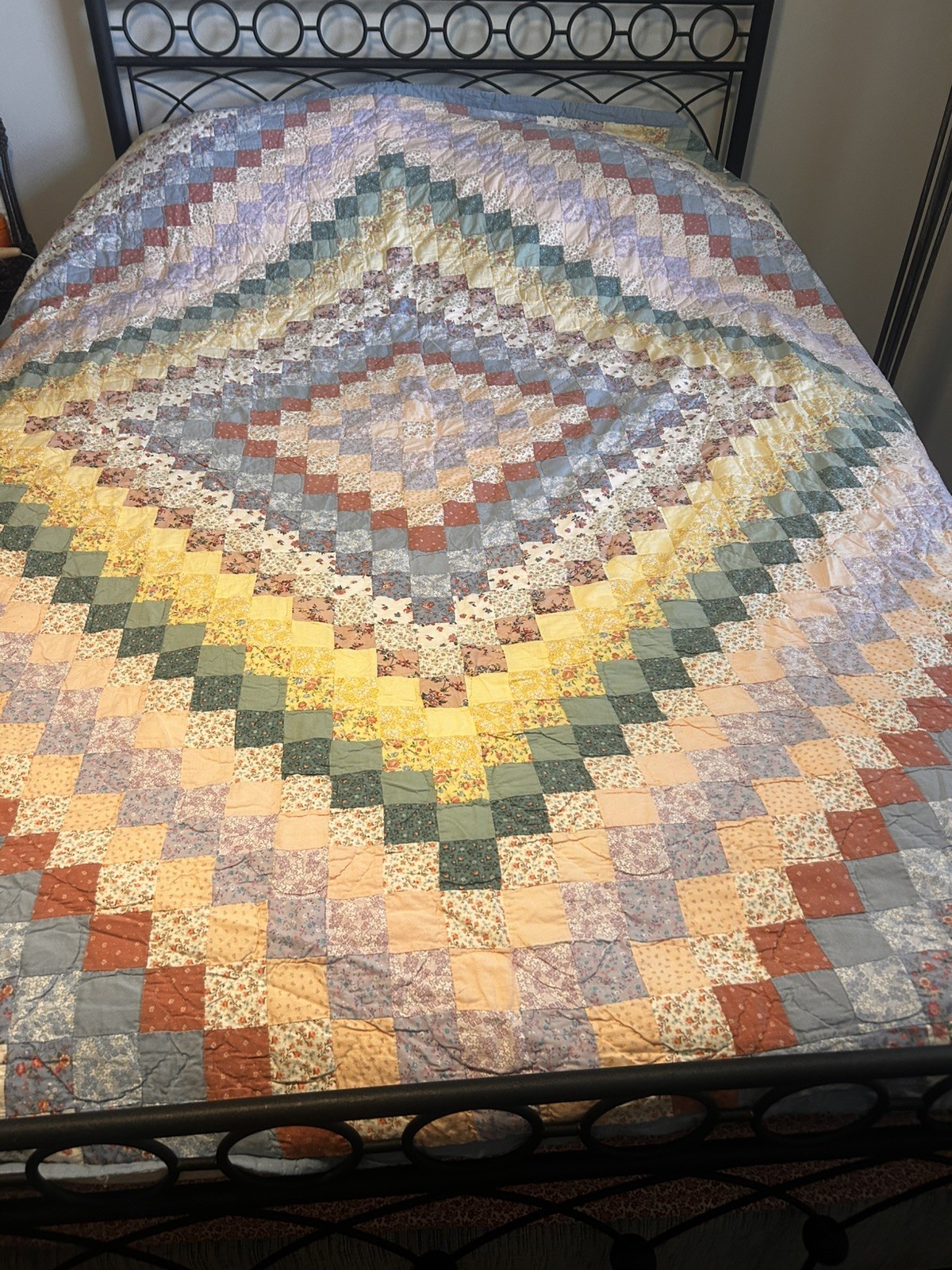 Patchwork Quilt Throw Blanket Hand Stitched Floral Multicolor Cottage Farmhouse gallery