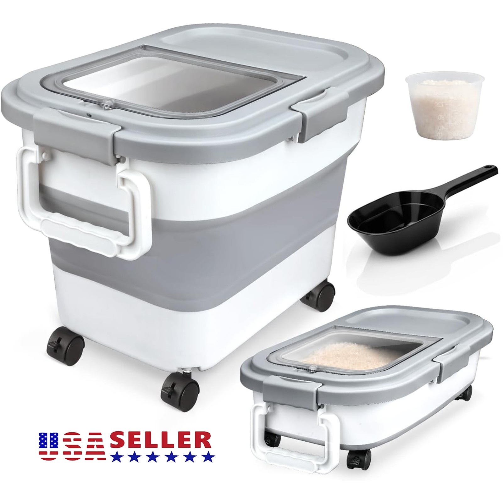 Dog Food Storage Container Collapsible Food Storage Containers w/ Wheels & Scoop gallery