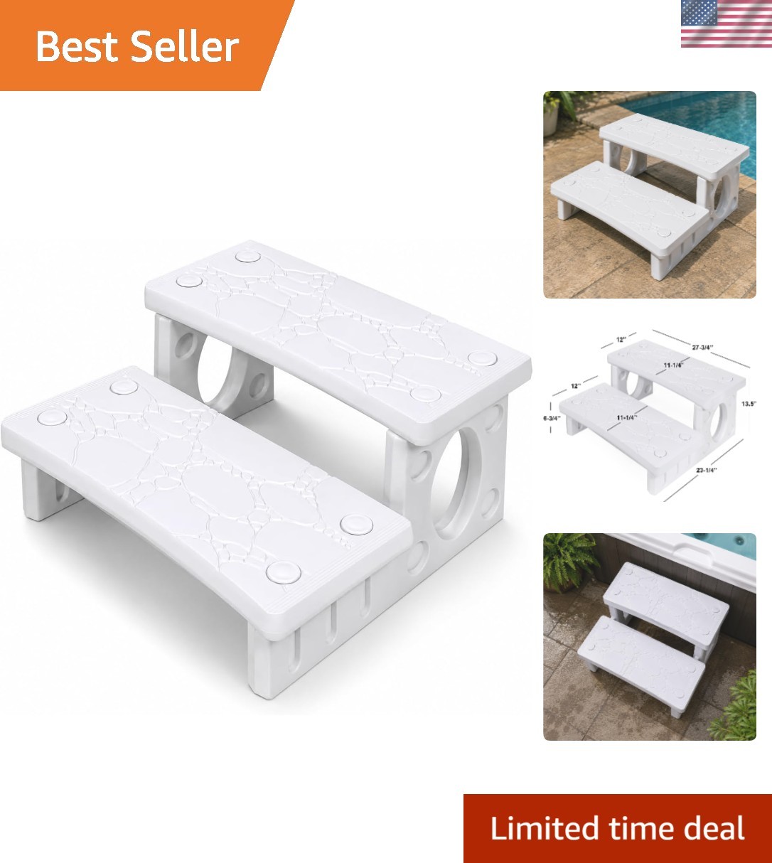 2-Step Heavy Duty Plastic Spa Steps for Safe Outdoor Pool Access gallery