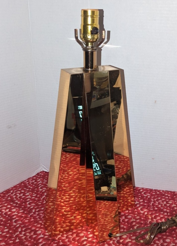 Mid Century Modern brass Table Lamp Geometric Star Pyramid gallery