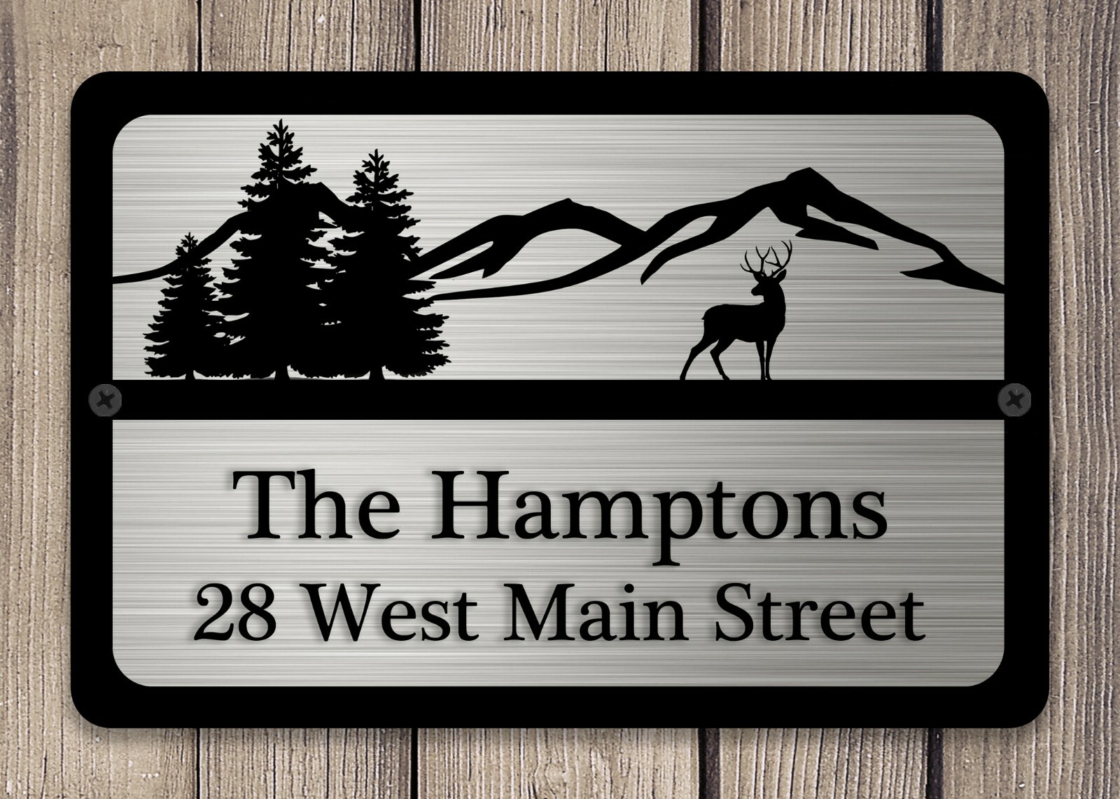 Personalized House Address Custom Plaque 12" x 8" Aluminum Deer Trees Art Sign gallery