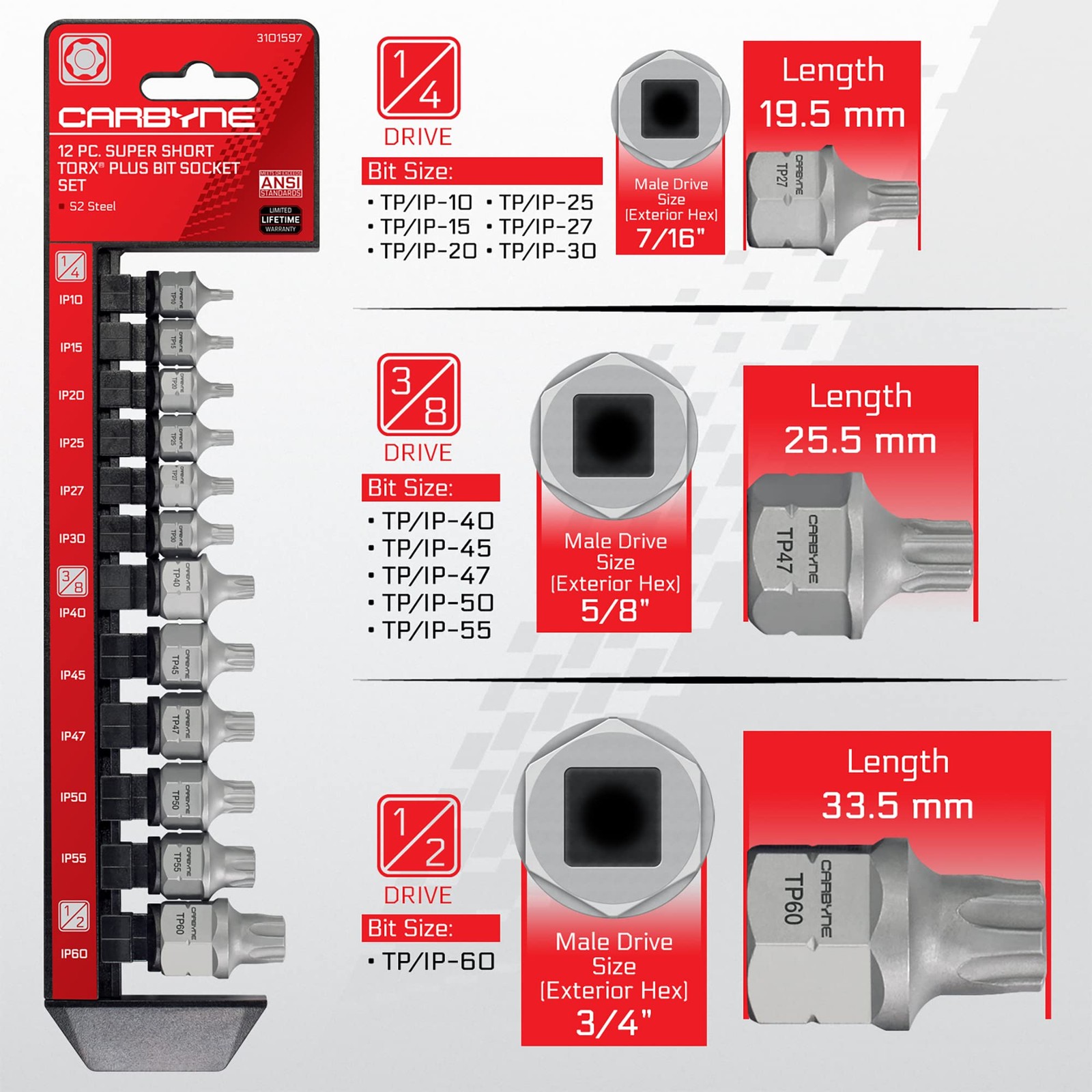 Super Short Low Profile Torx Plus 6 Lobe Bit Socket Set 12 Piece | Tp10/ip10 T gallery