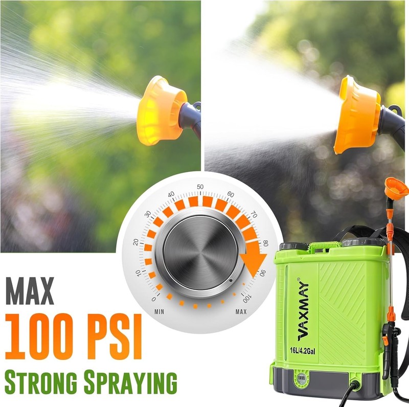 Battery Powered Backpack Sprayer 4 Gallon, VAXMAY 100 PSI Electric Graden Spr... gallery