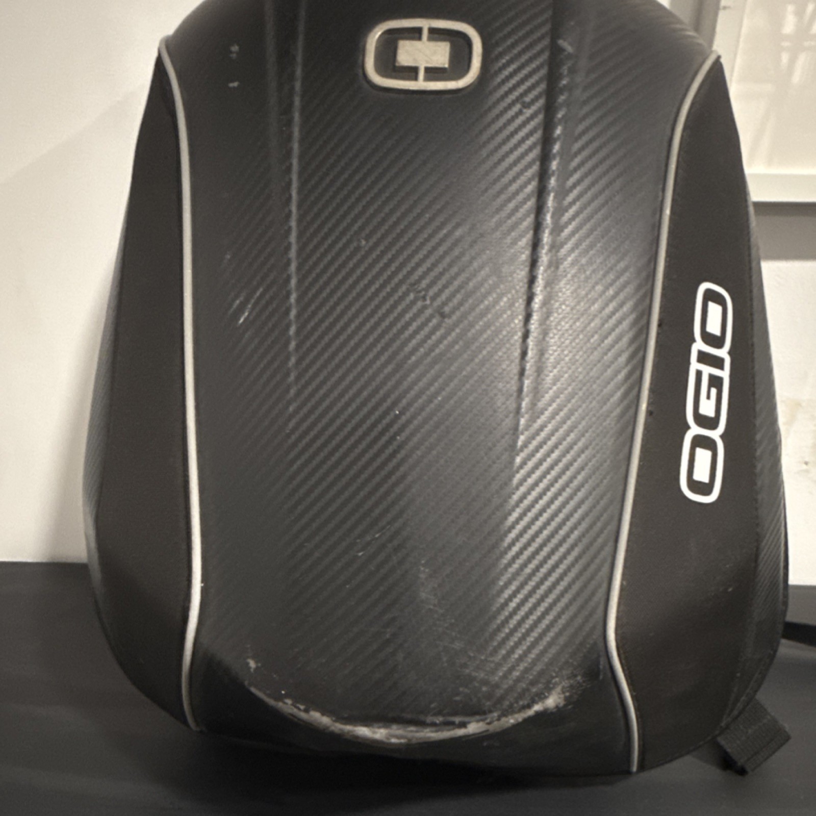 Motorcycle Backpack Black with Red Inside Adjustable Straps 2