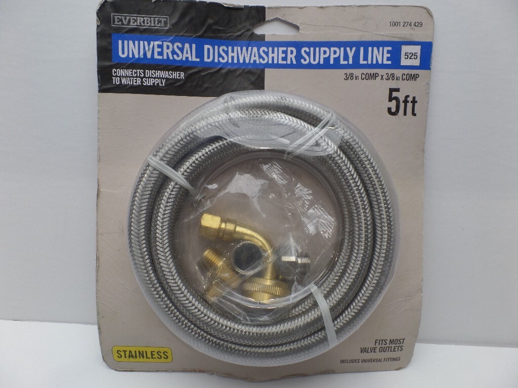 EVERBILT 3/8" X 3/8" 60" UNIVERSAL STAINLESS STEEL DISHWASHER CONNECTOR LINE KIT gallery