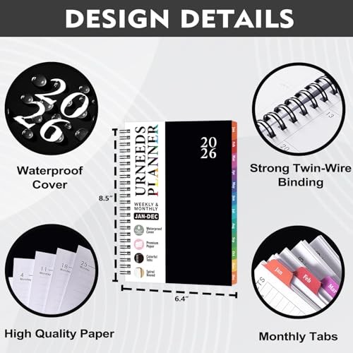 2026 Planner - 2026 Weekly Monthly Planner from Jan. 2026 - Dec. 2026, Black gallery