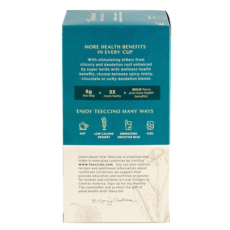 Teeccino Dandelion Mocha Mint Tea - Caffeine Free, Roasted Herbal Tea with Prebi gallery