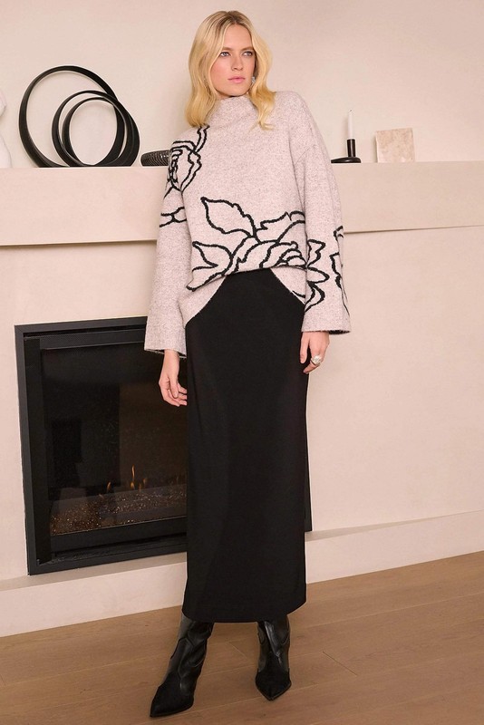 Joseph Ribkoff Black Pull On Back Slit Maxi Skirt 254018 gallery